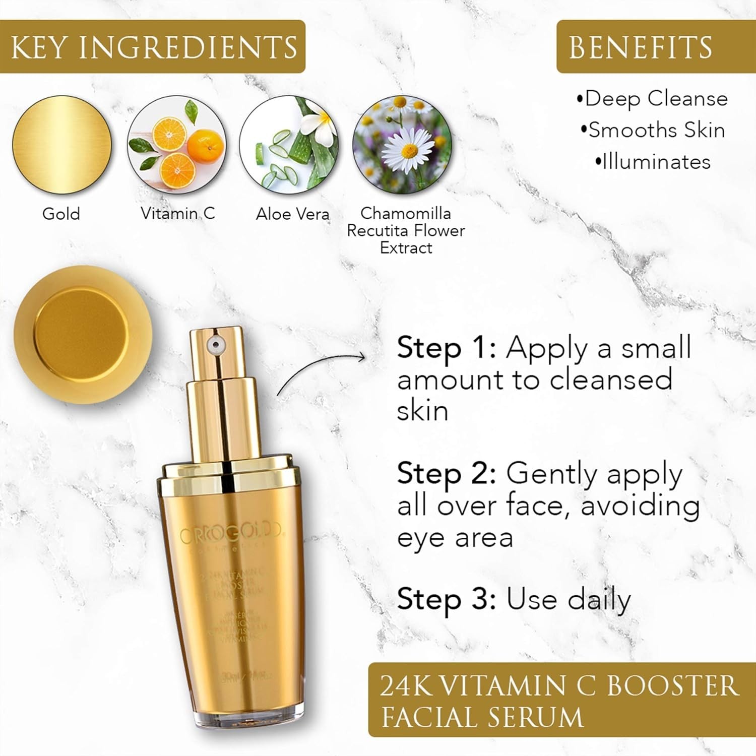 OROGOLD 24K Vitamin C Facial Serum – Anti Aging Face Serum with Gold – 1 Fl. Oz
