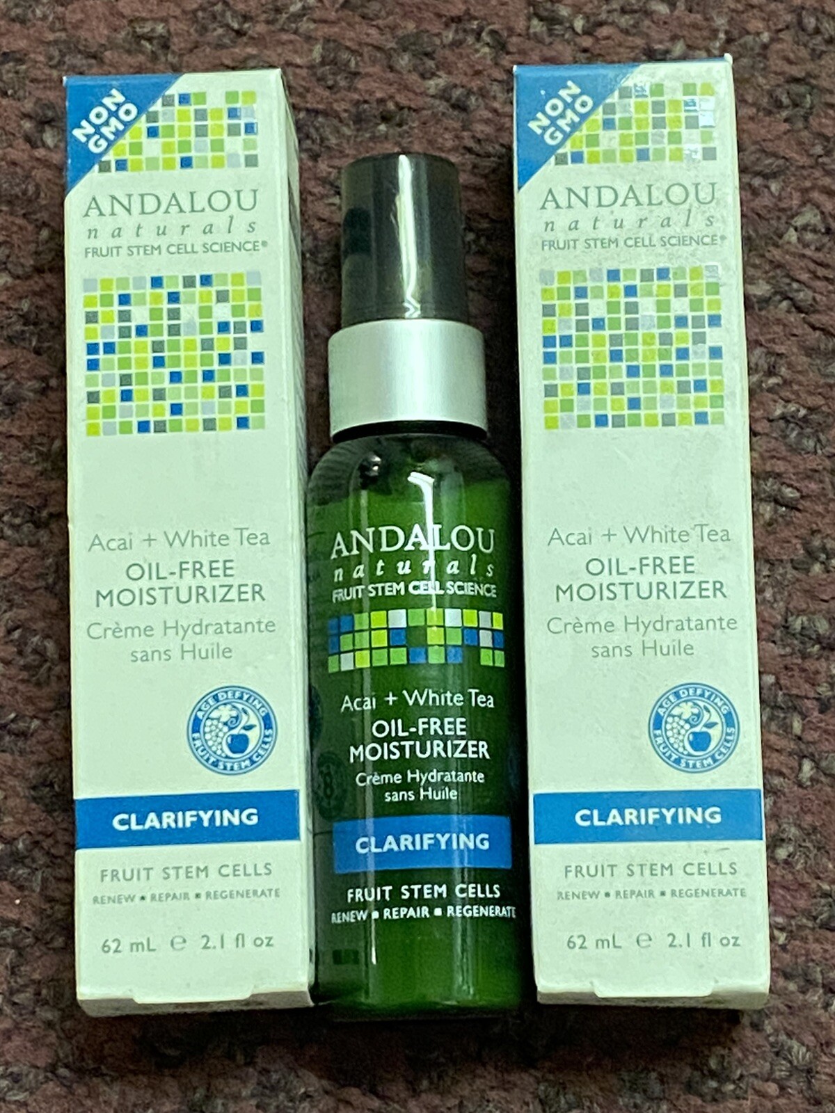 3X Andalou Naturals Fruit Stem Cell OIL FREE MOISTURIZER CLARIFYING 6.3 OZ TOTAL