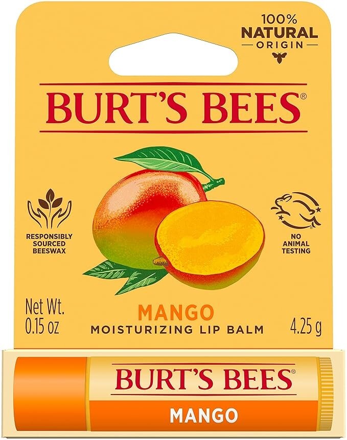 Burt’s Bees Mango Moisturizing Lip Balm 0.15 oz 3 PACK