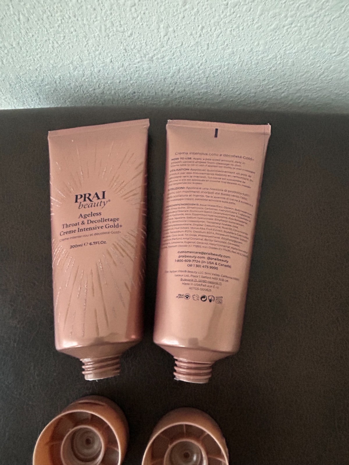 PRAI Beauty Lot of 2 Ageless Throat & Decolletage Creme Intensive Gold+ 6.7 oz