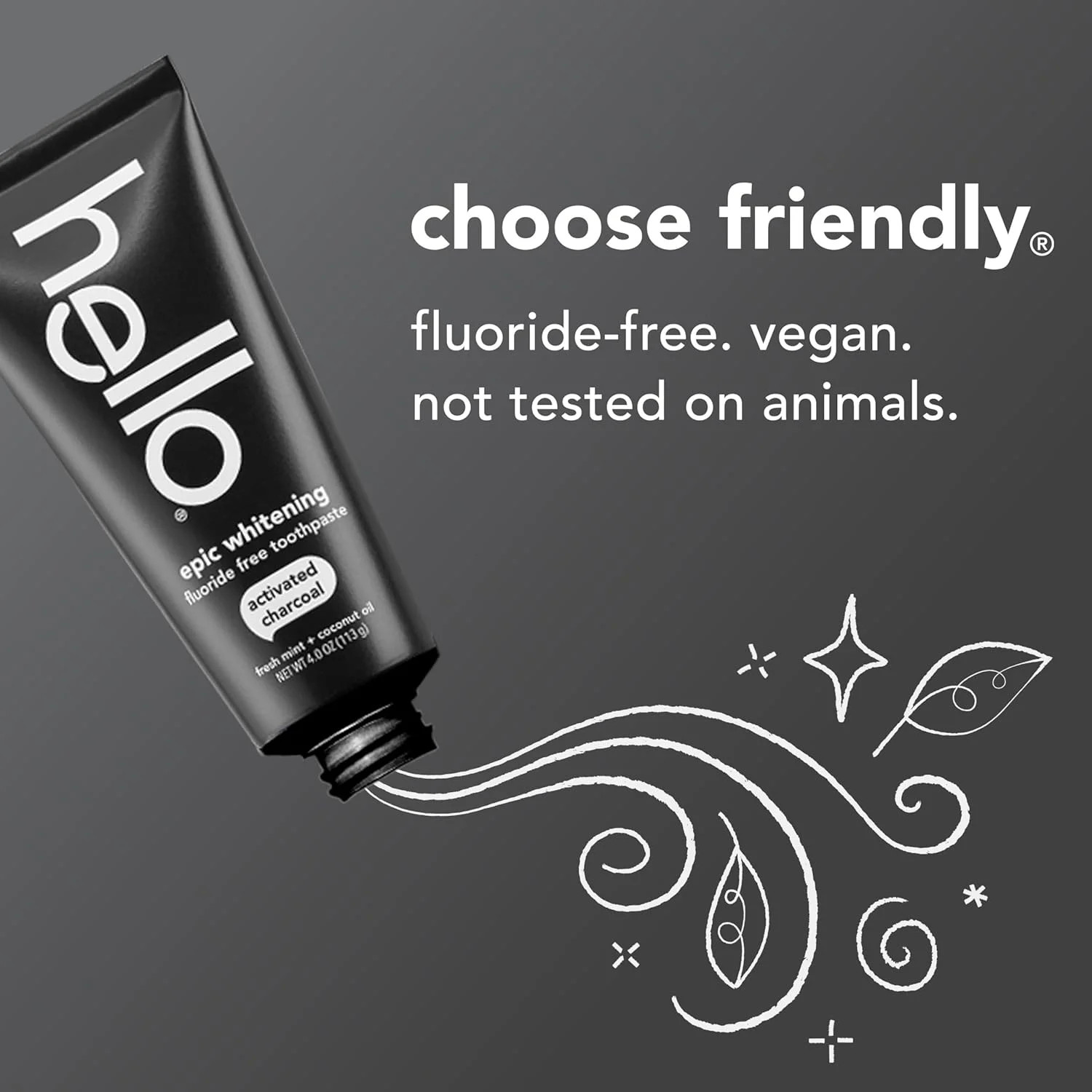 hello Epic Whitening Charcoal Fluoride Free Toothpaste, Activated Charcoal Tooth