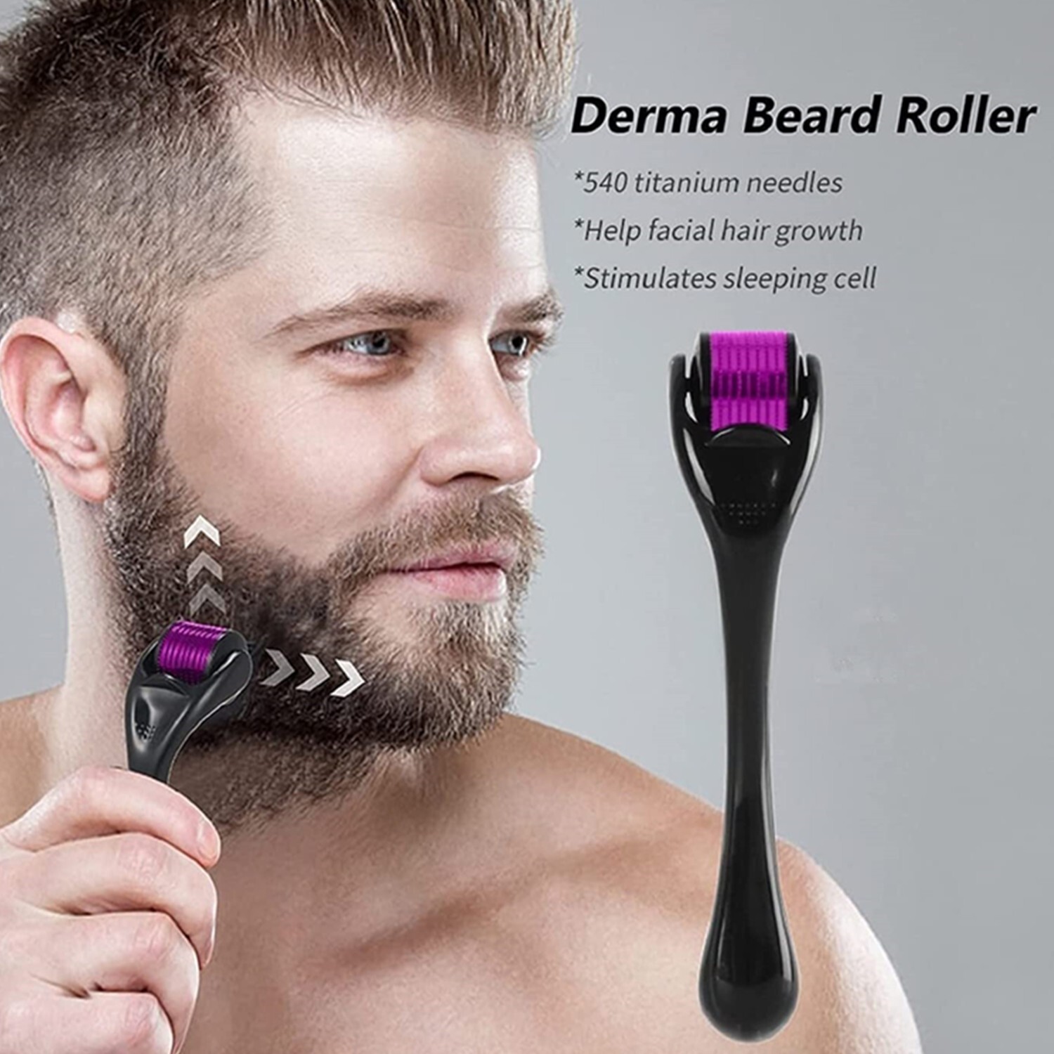 2 Pack of 0.5mm 540 Titanium Microneedle Scar Facial Derma Roller Dermaroller
