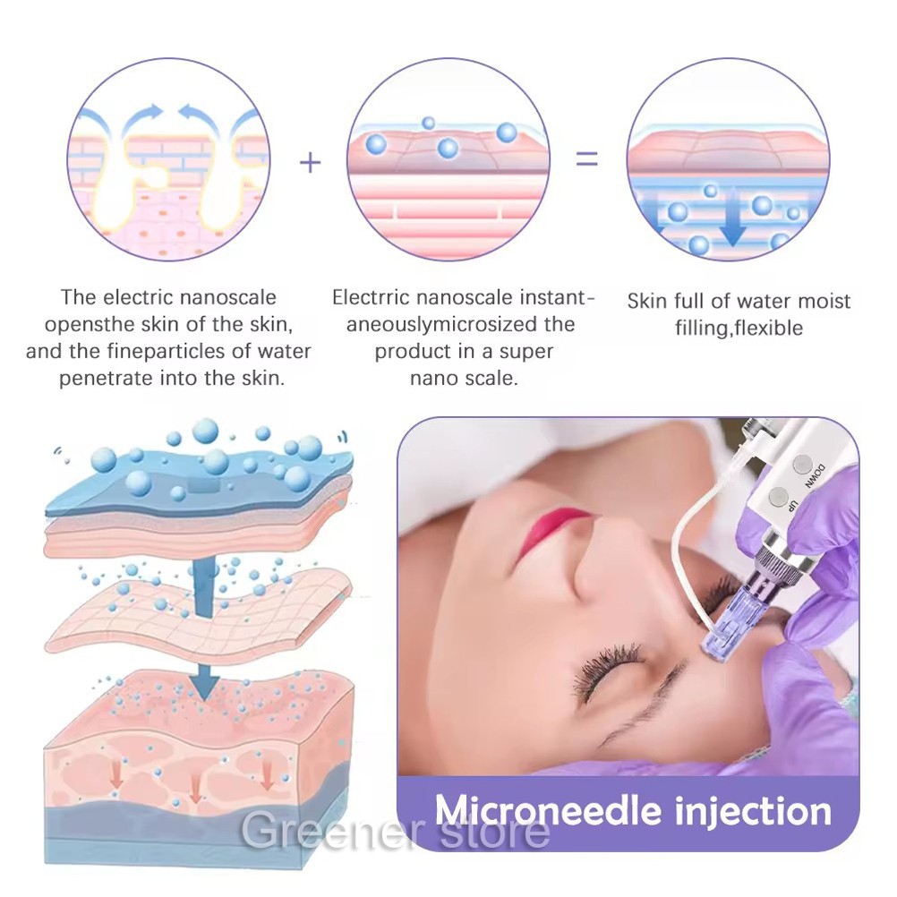 Micro Meso-Pen Acne Wrinkle Removal Therapy Gun with 10Pcs 24Pin Cartridges Tips