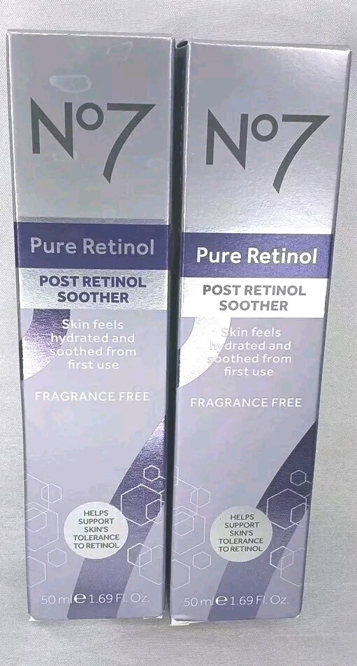 Two No7 Pure Retinol Post Retinol Soothers Fragrance-Free 1.69 fl oz