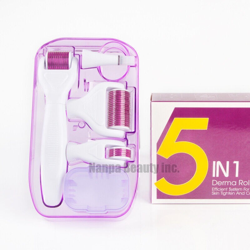 Pro 5in1 Micro Pin Derma Roller Set Kit Anti-Aging Acne Wrinkle Facial Recovery