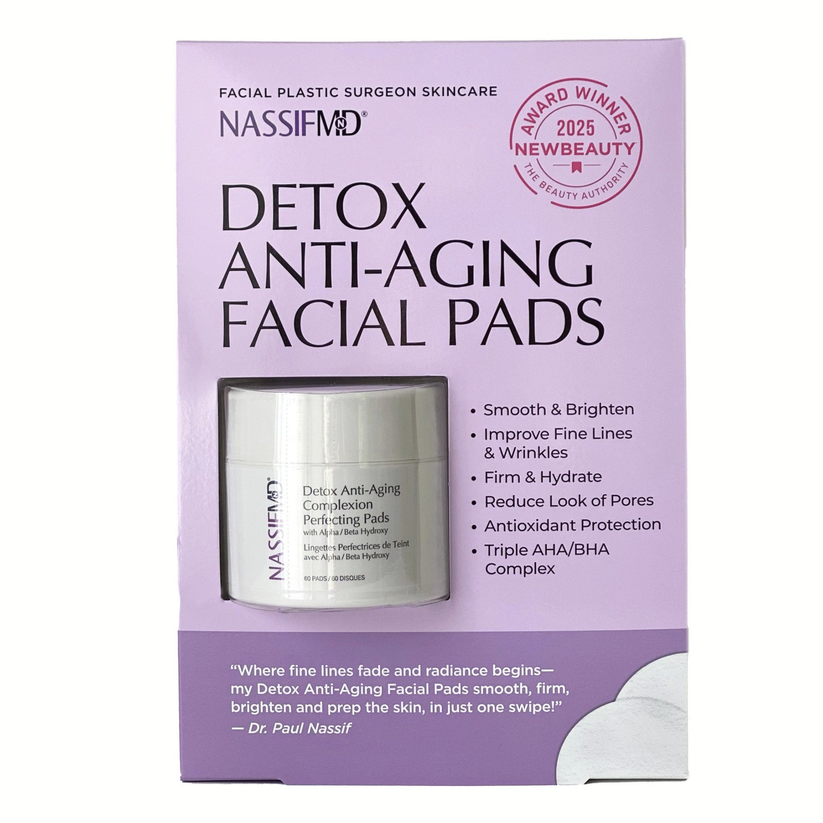 NassifMD 60-count Detox Pads-Gentle Complexion Perfecting, New Sealed