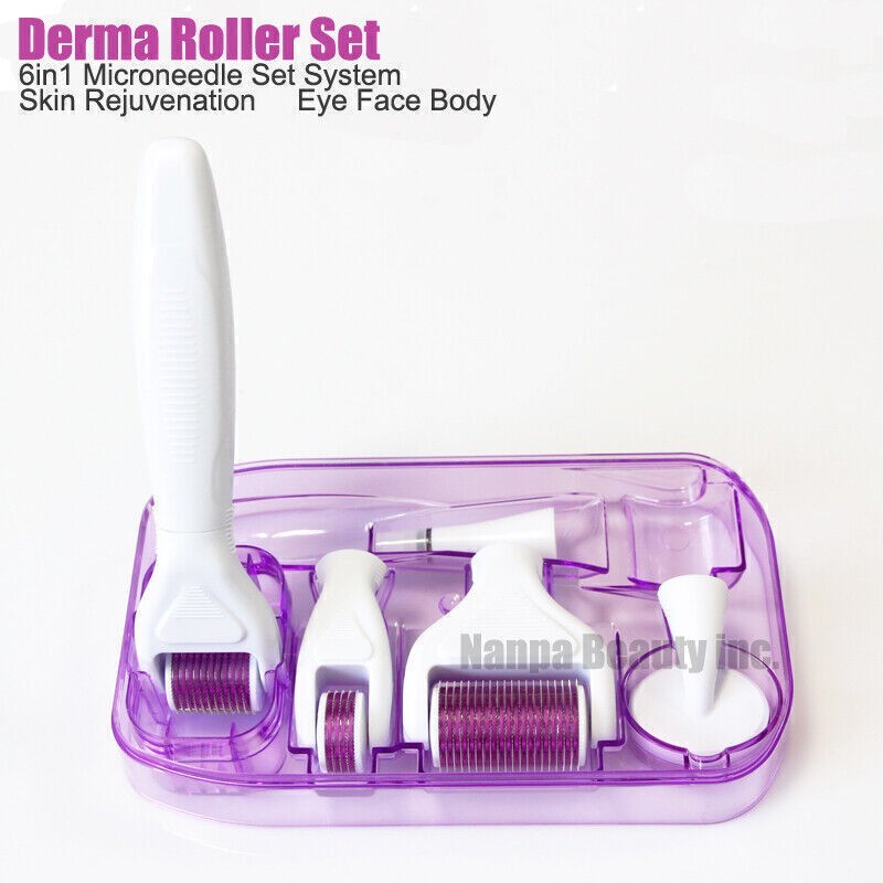 6 in 1 Derma Roller Micro Pin Roller Scars Wrinkle Anti-Aging Skin Care Kit Set