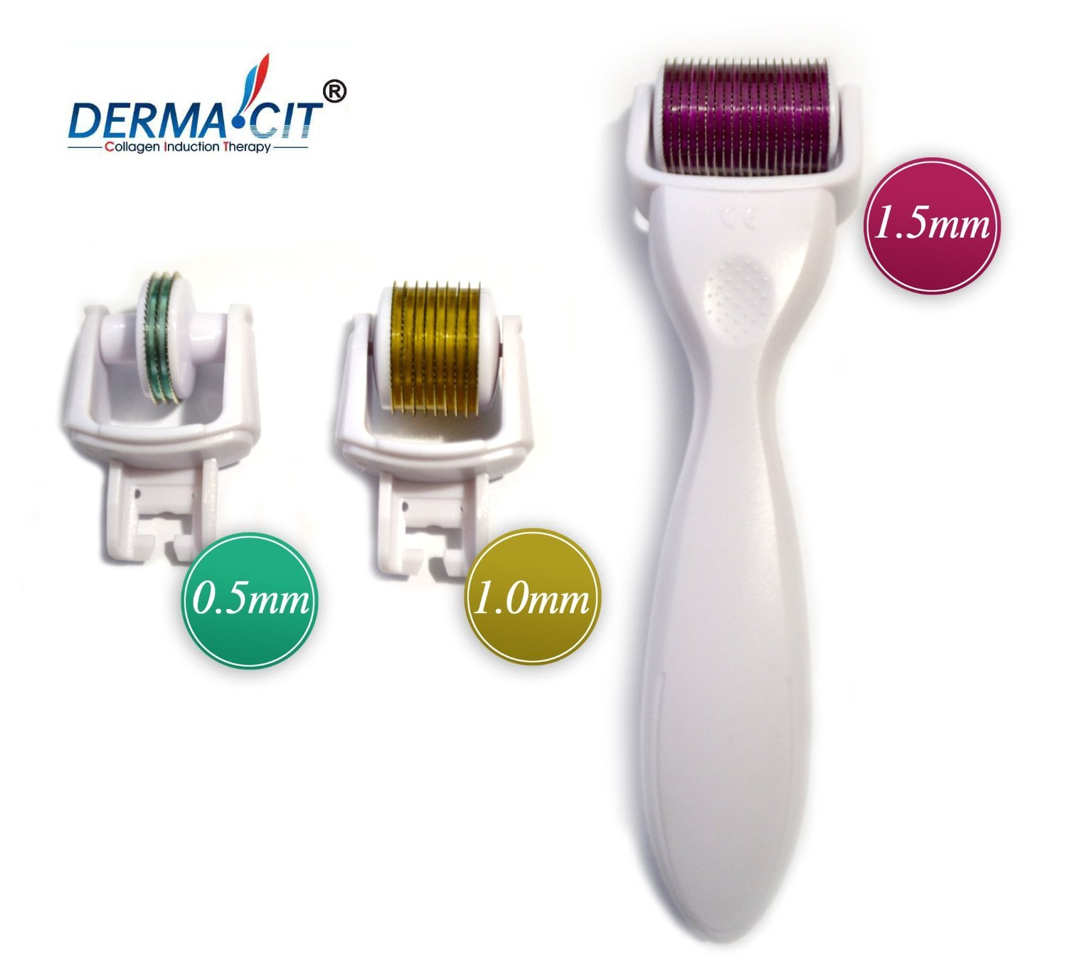 3-In-1 Derma Skin Roller Titanium 180/600/1200 Pins for Acne Wrinkles, Cellulite