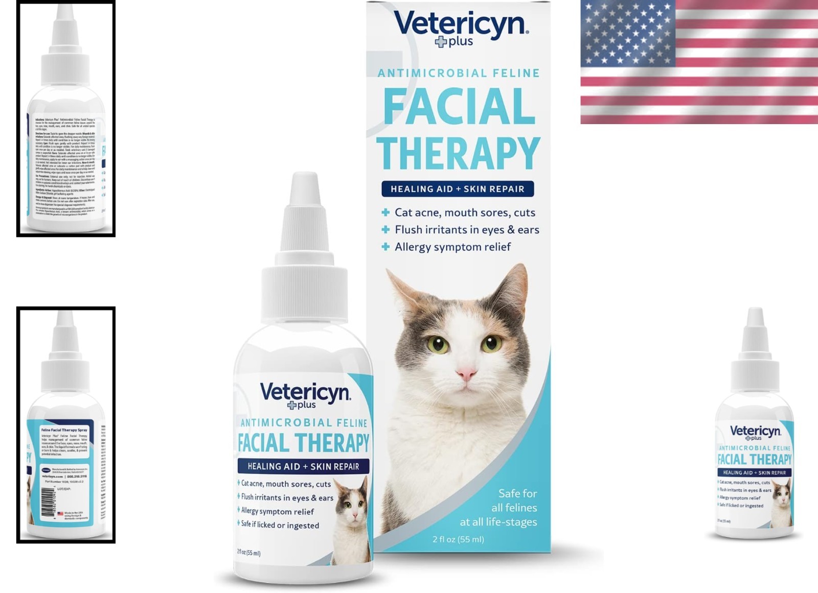 Daily Cat Eye and Ear Care – Plus Feline Facial Therapy (2oz) for Healing