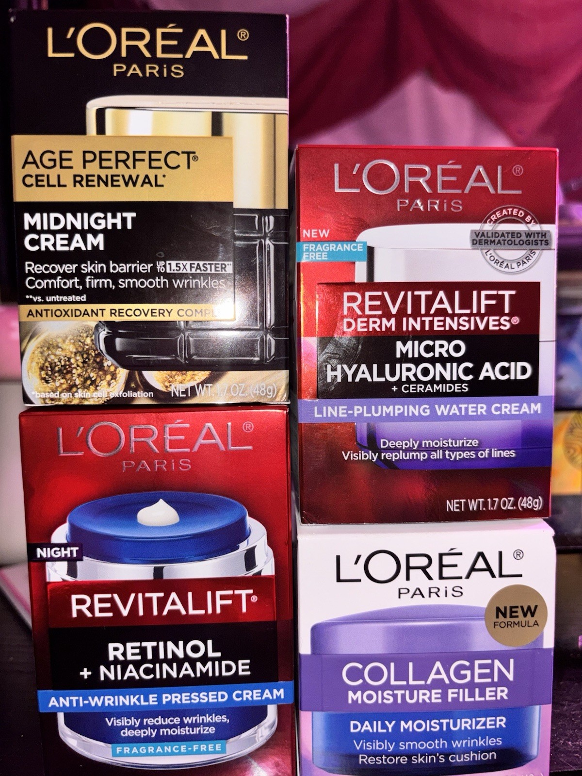 L’Oréal Retinol/Cell Renewal Cream/MicroHayluronic Cream/Collagen Filler LOT 3