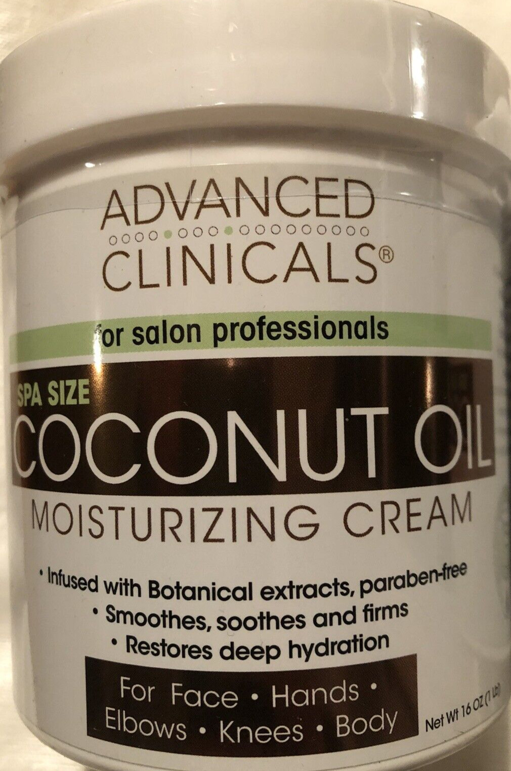 2×16 oz = 2 lbs Advanced Clinicals Spa Size Coconut Oil Cream Skin Moisturizing