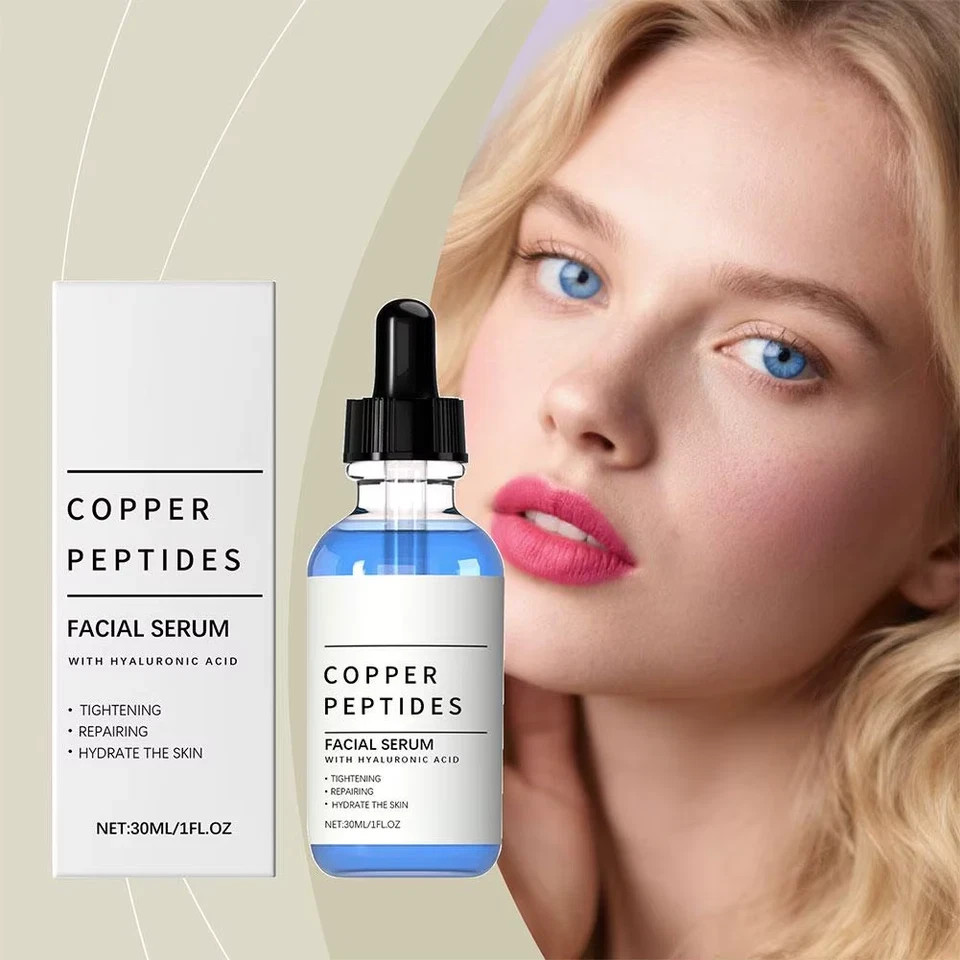 Copper Peptides Facial Serum with Hyaluronic Acid Hydrates and Moisturizes Stren