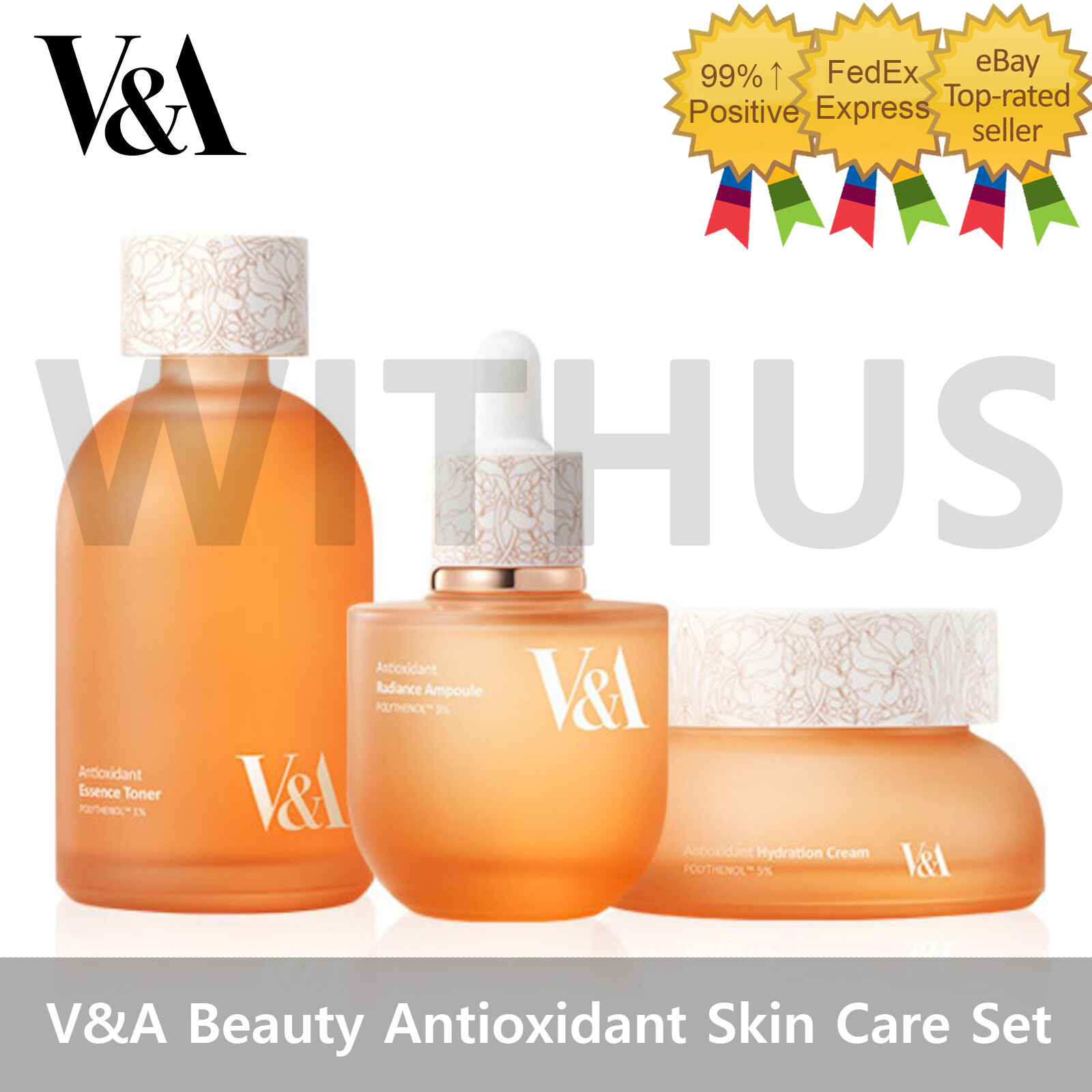 V&A Beauty Antioxidant Skin Care Essential Set Ampoule Toner Cream 3pcs Set=