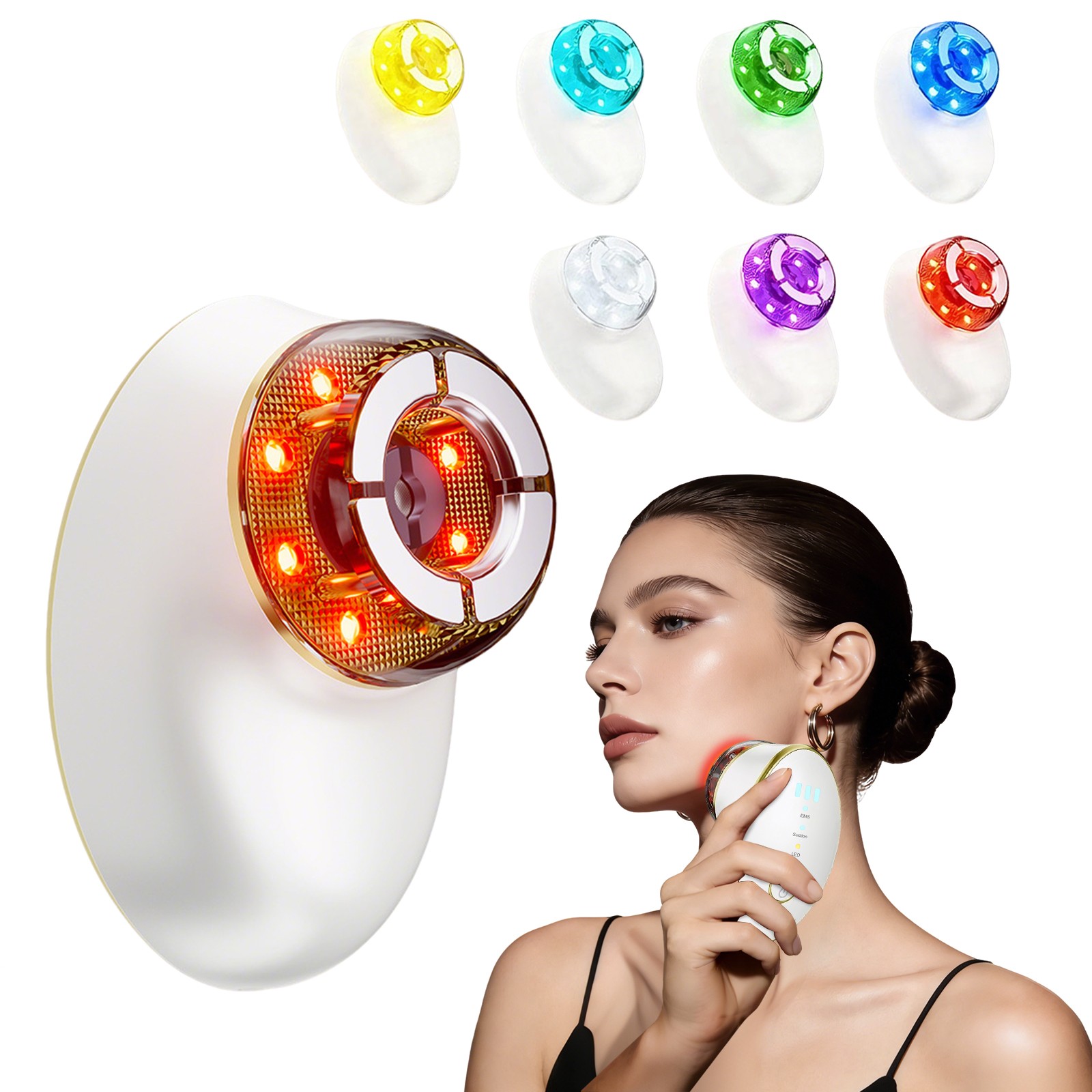 Microcurrent Facial Massager 7 Color LED Light Therapy Vacuum Skin Lift
