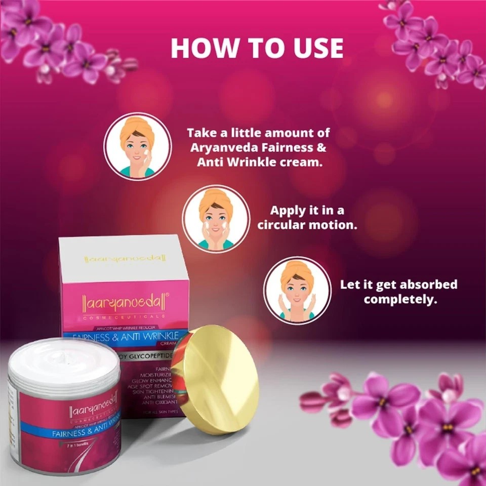 Aryanveda Fairness & Anti-Wrinkle Face Cream 90gm Summer Daily Use Unisex