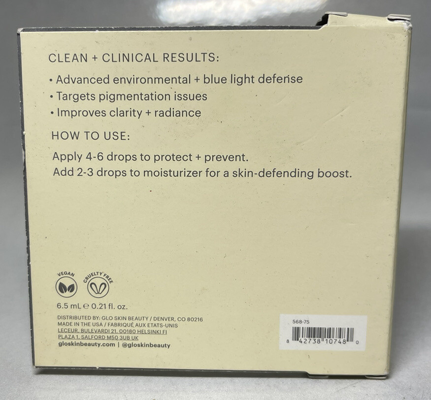 Glo Skin Beauty C-Shield Anti-Pollution Drops NIB Travel Size 0.21 fl oz/ 6.5 mL