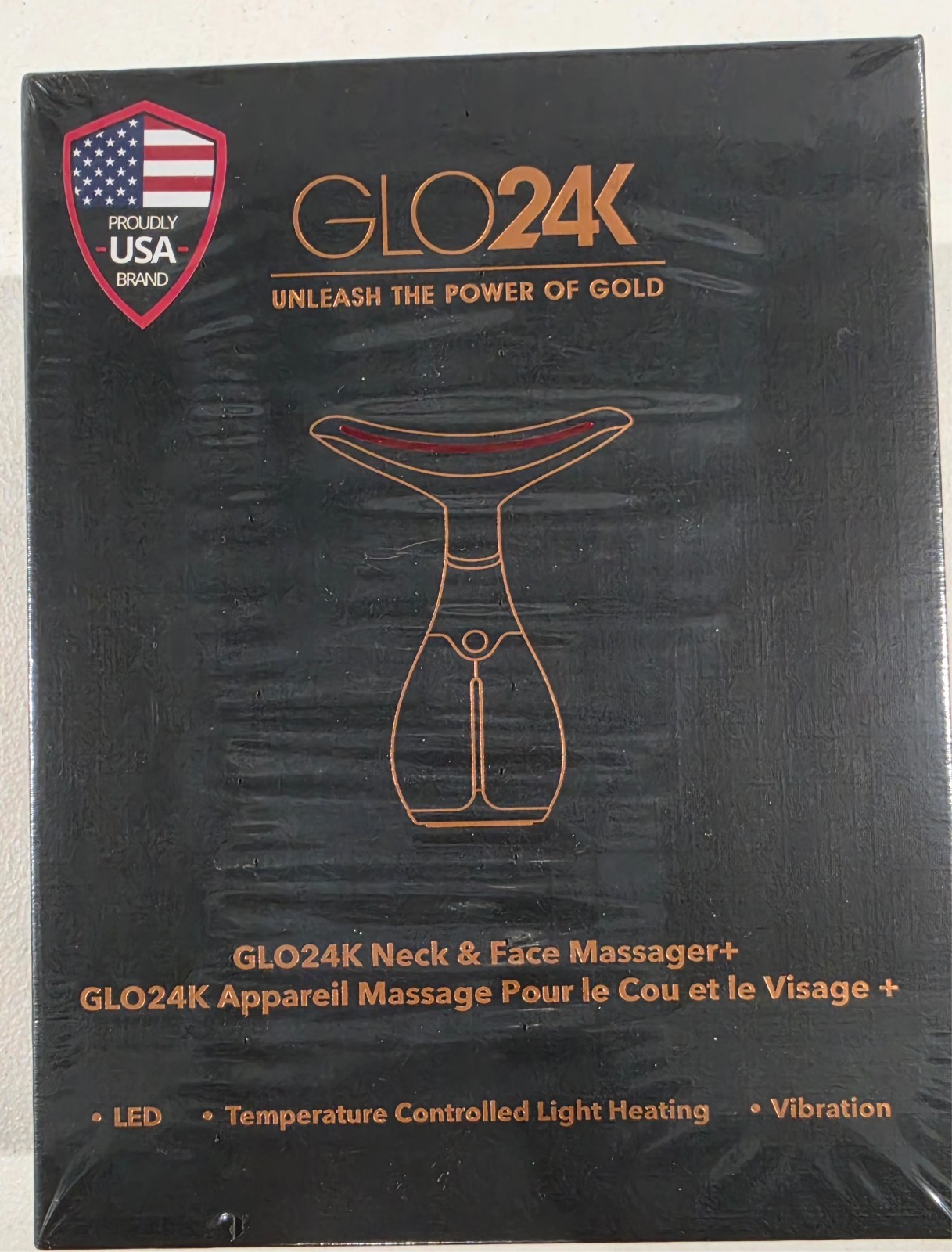 GLO24K Face & Neck Massager Beauty Device – Anti-aging LED Light Therapy
