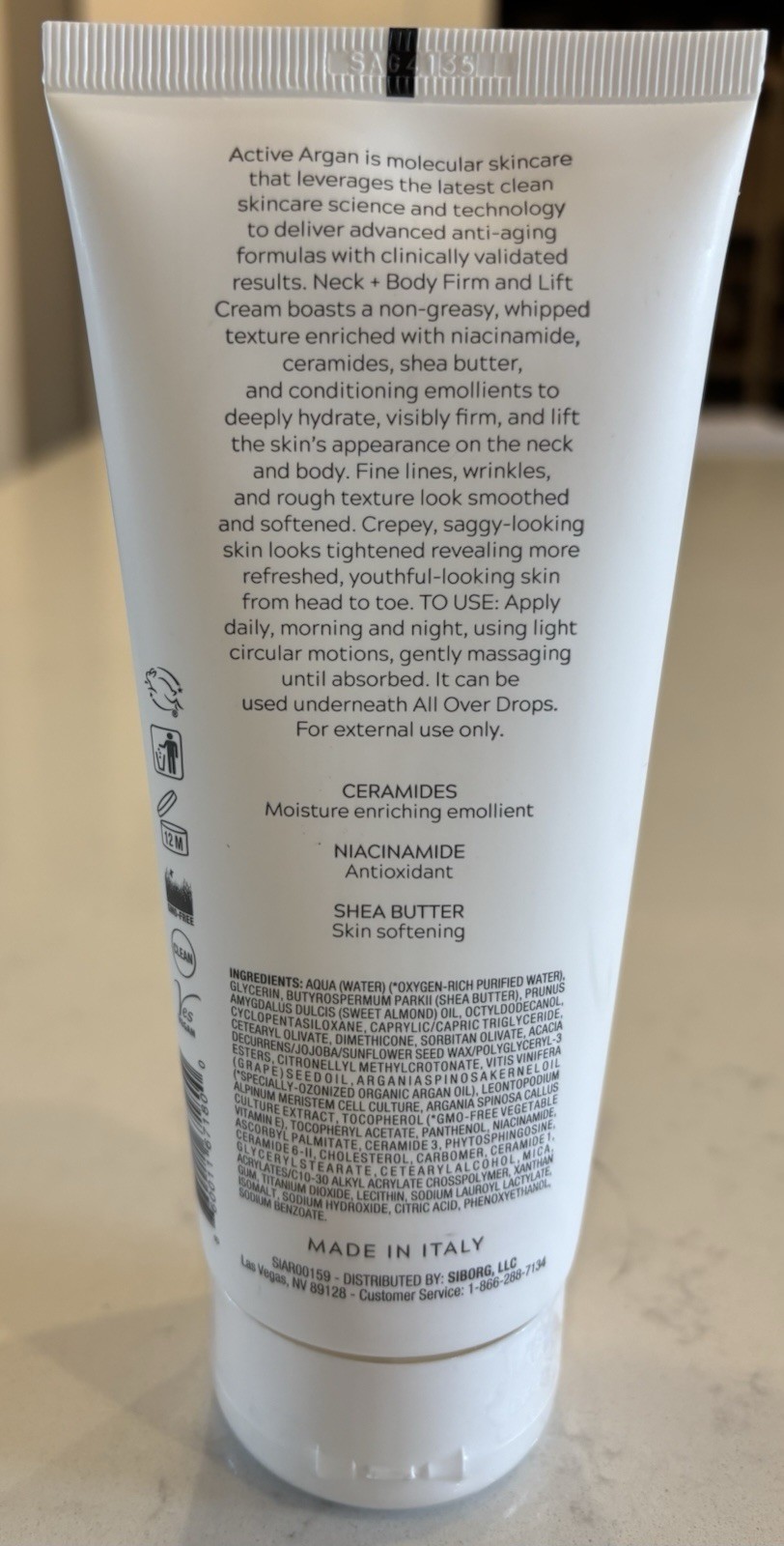Active Argan Neck + Body Firm and Lift Cream Anti-Aging 6.7 fl oz/200mL Sealed