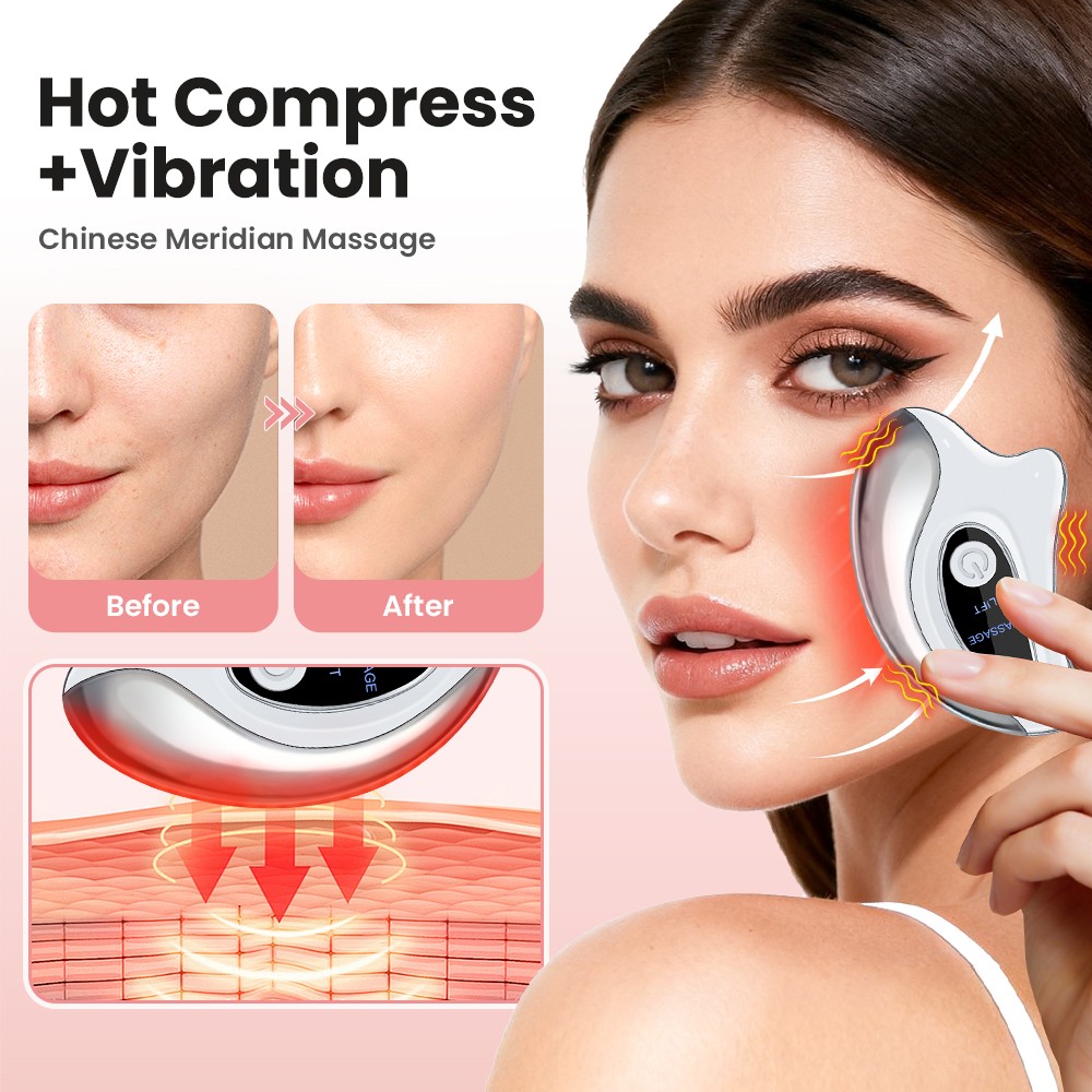 Gua Sha Electric Facial Tool Body Massager Tools Pain Relief w/ Heat & Vibration