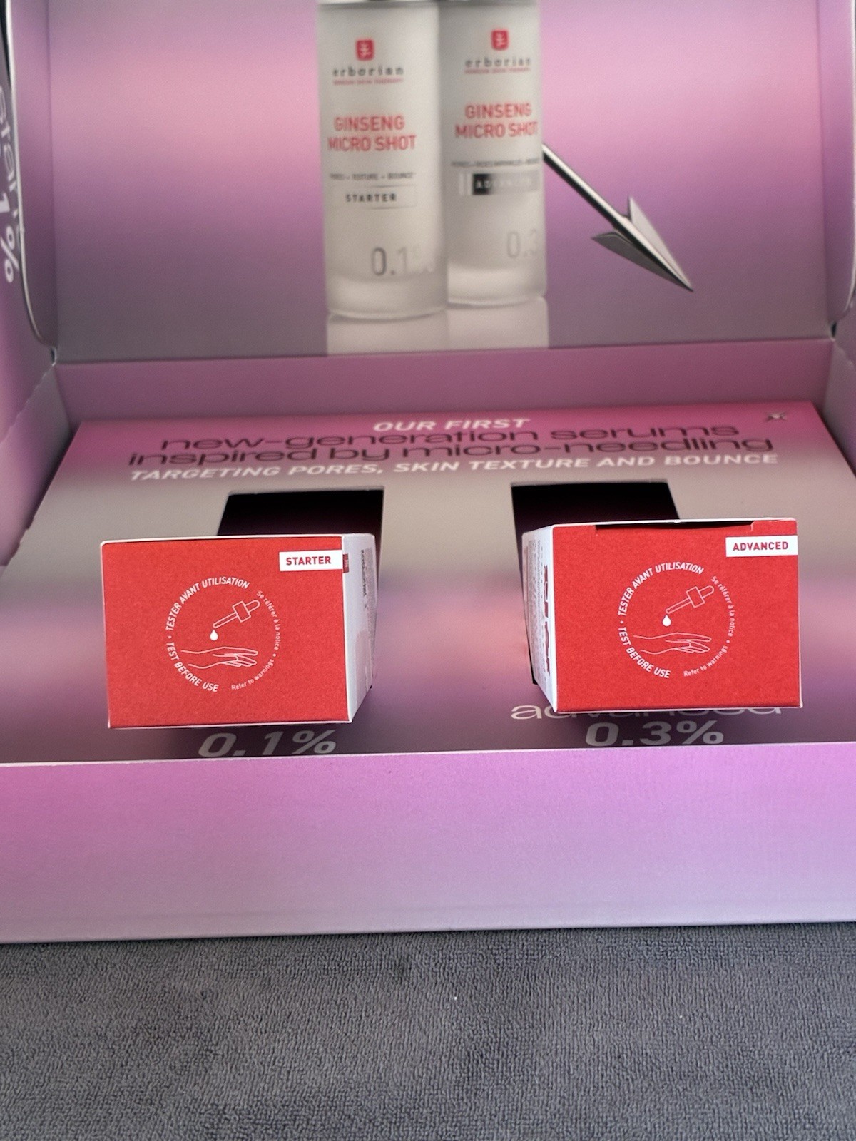 Erborian Ginseng Micro Shot 30ml Starter Set Skin Therapy 0.1 & 0.3 New In Box