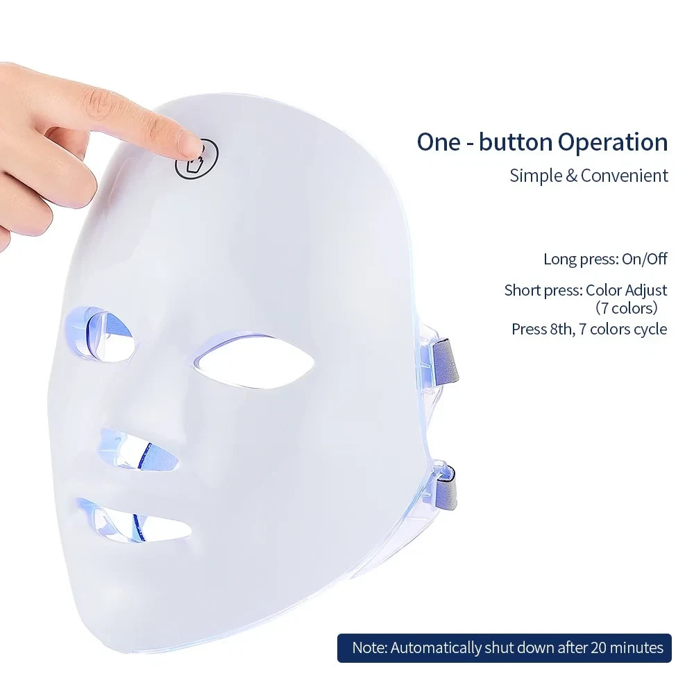 7 Color LED Light Therapy Facial Mask Wireless Skin Rejuvenation Anti Aging SPA