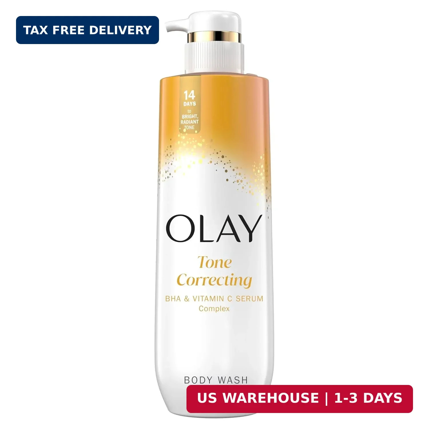 Olay Body Wash for Women, Tone Brightening Exfoliation, Vitamin C Serum Complex,