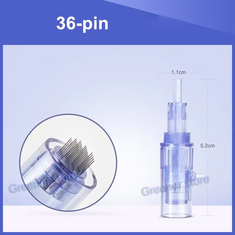 Micro Pen Mesotherapy & 10Pcs 36Pin Replacement Needle Cartridges Tips Face Care