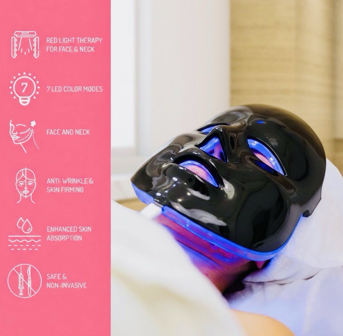 Pursonic 7-in-1 LED Face Mask Light Therapy Anti Aging Acne Skin Care Device