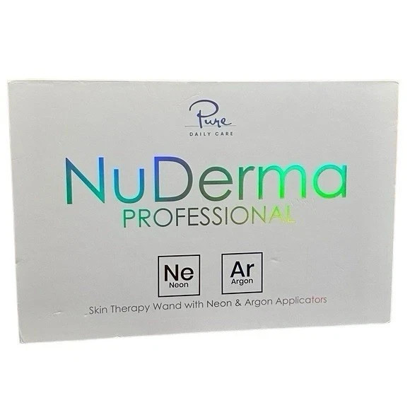 NuDerma Professional High Frequency Wand Neon & Argon Acne Anti Aging With Case