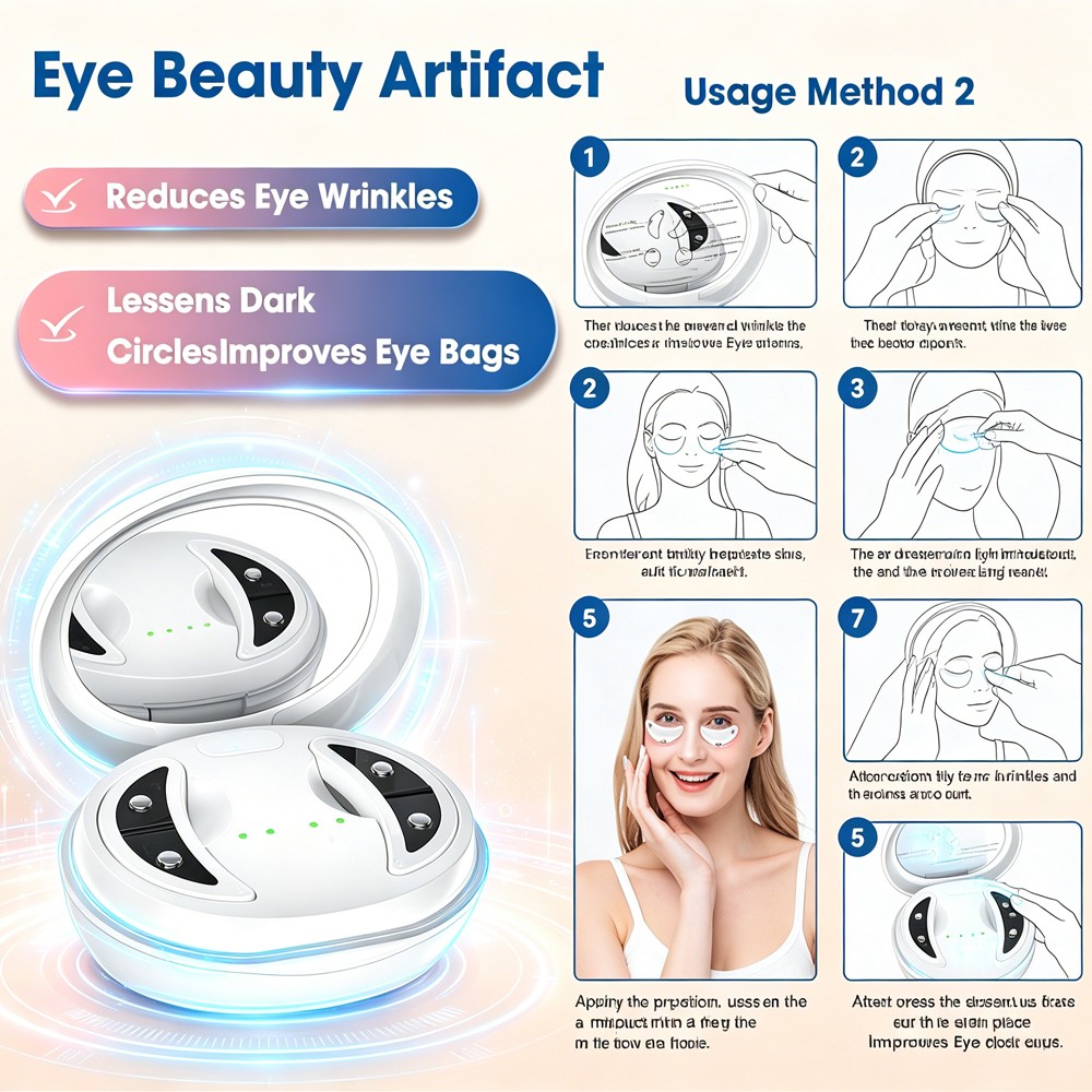 Eye Care EMS Micro Current Eyes Beauty Device RedLight Hot Compress Removes Dark