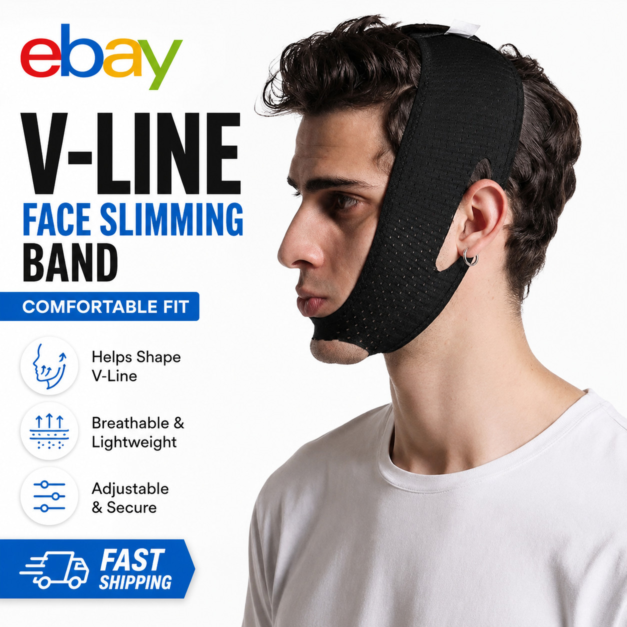 V Line Lifting Mask – Double Chin Reducer & Face Slimming Strap Belt for Men