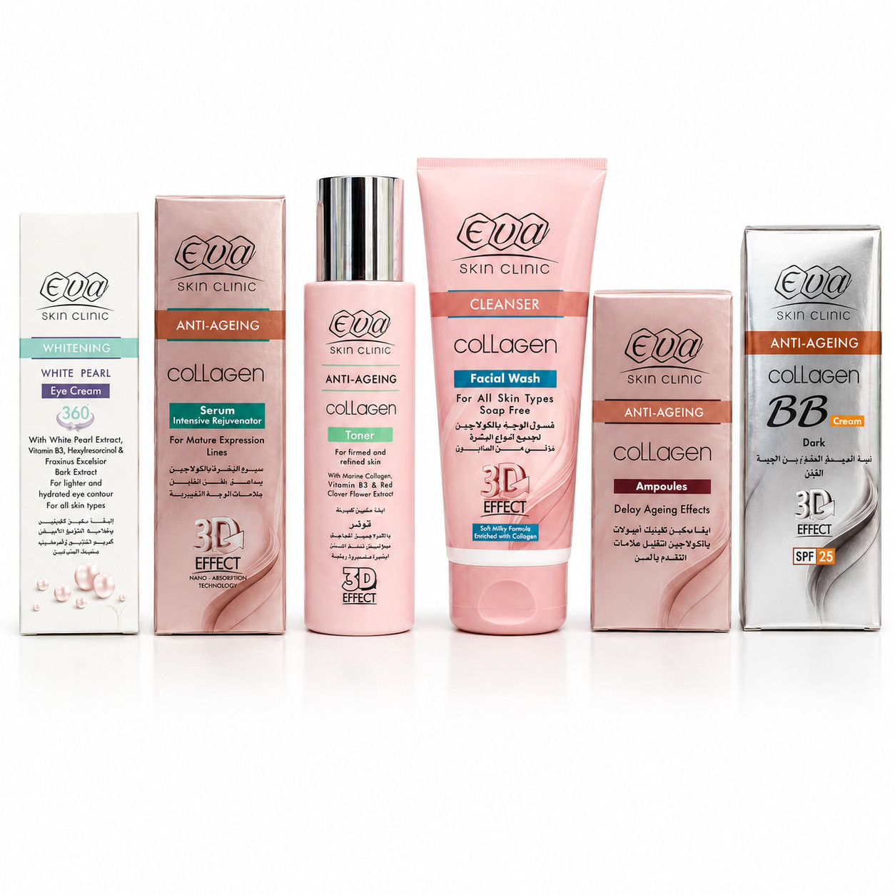 Eva Skin Clinic Collagen Anti-Aging Skincare Set 6PCS Serum BB Cream SPF 25