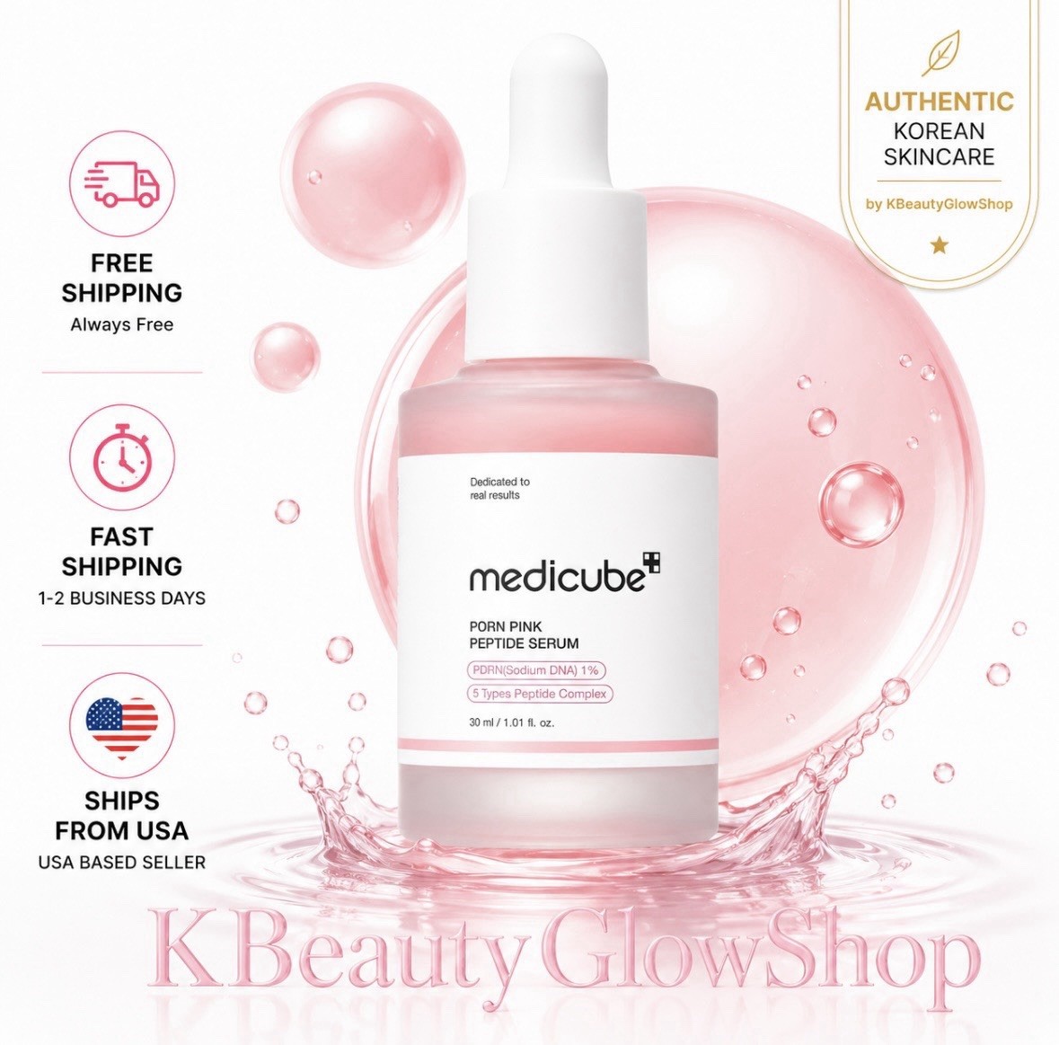 Medicube PDRN Pink Peptide Serum Salmon DNA Niacinamide 30 ml KBeauty Glass Skin