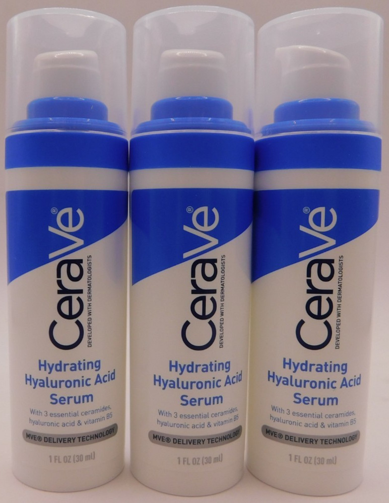 3PK CeraVe Hydrating Hyaluronic Acid Serum 1Fl Oz EACH New & Unused