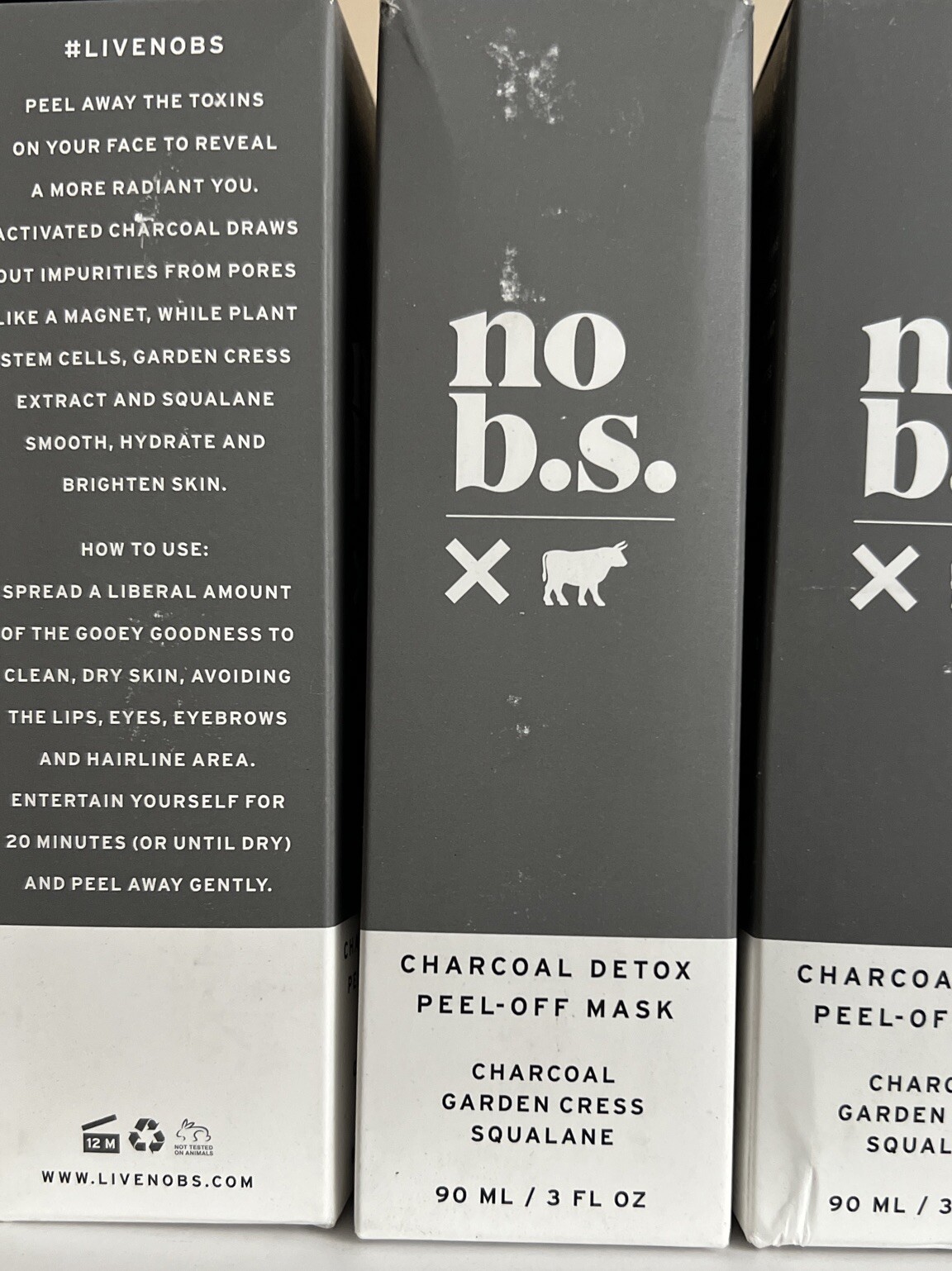 No B.S. Peel-Off mask CHARCOAL Garden DETOX With Squalene 3 Oz Each (3 Pack)