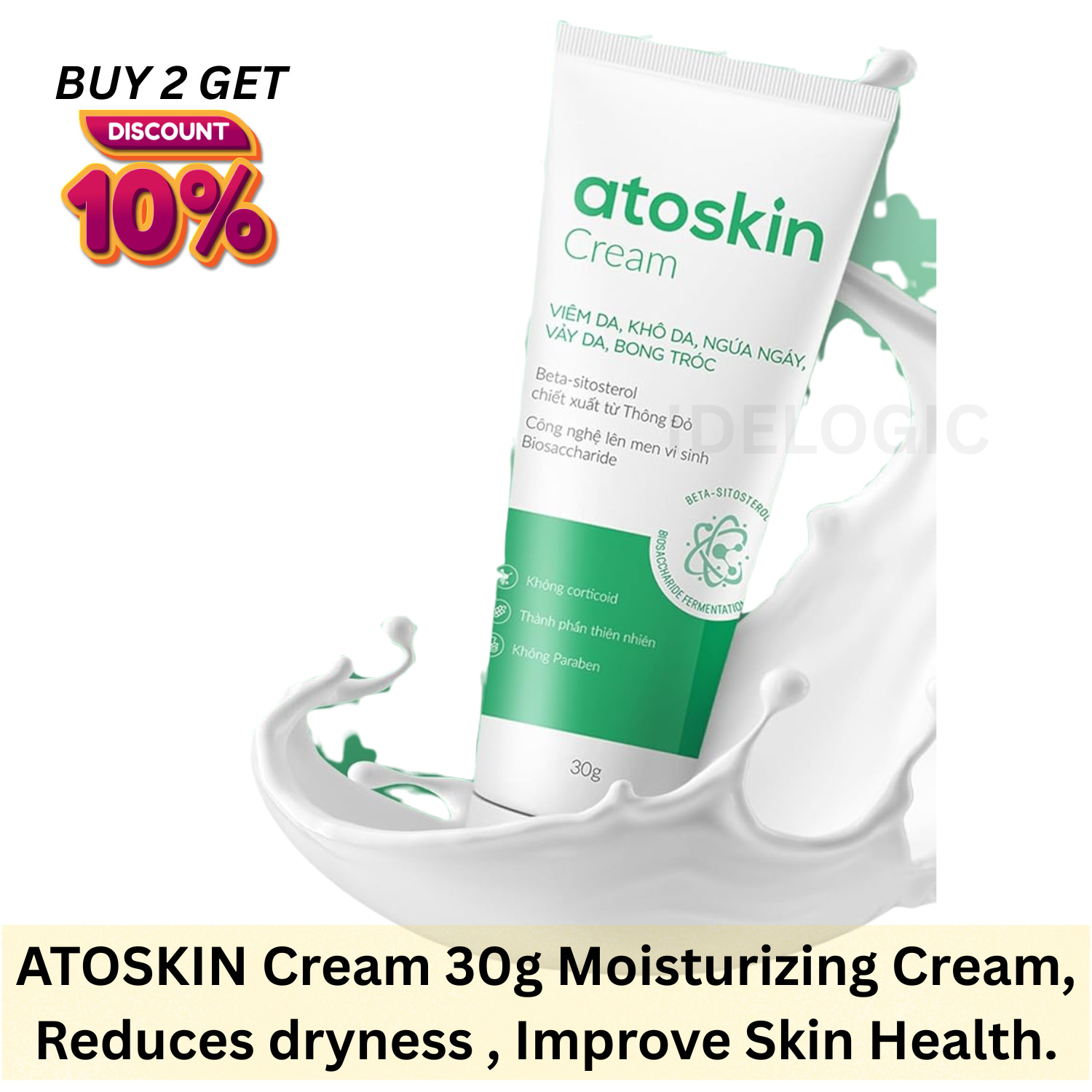 2x ATOSKIN Cream 30g Daily Moisturizer Shea Butter & Aloe Vera for Drynes Care