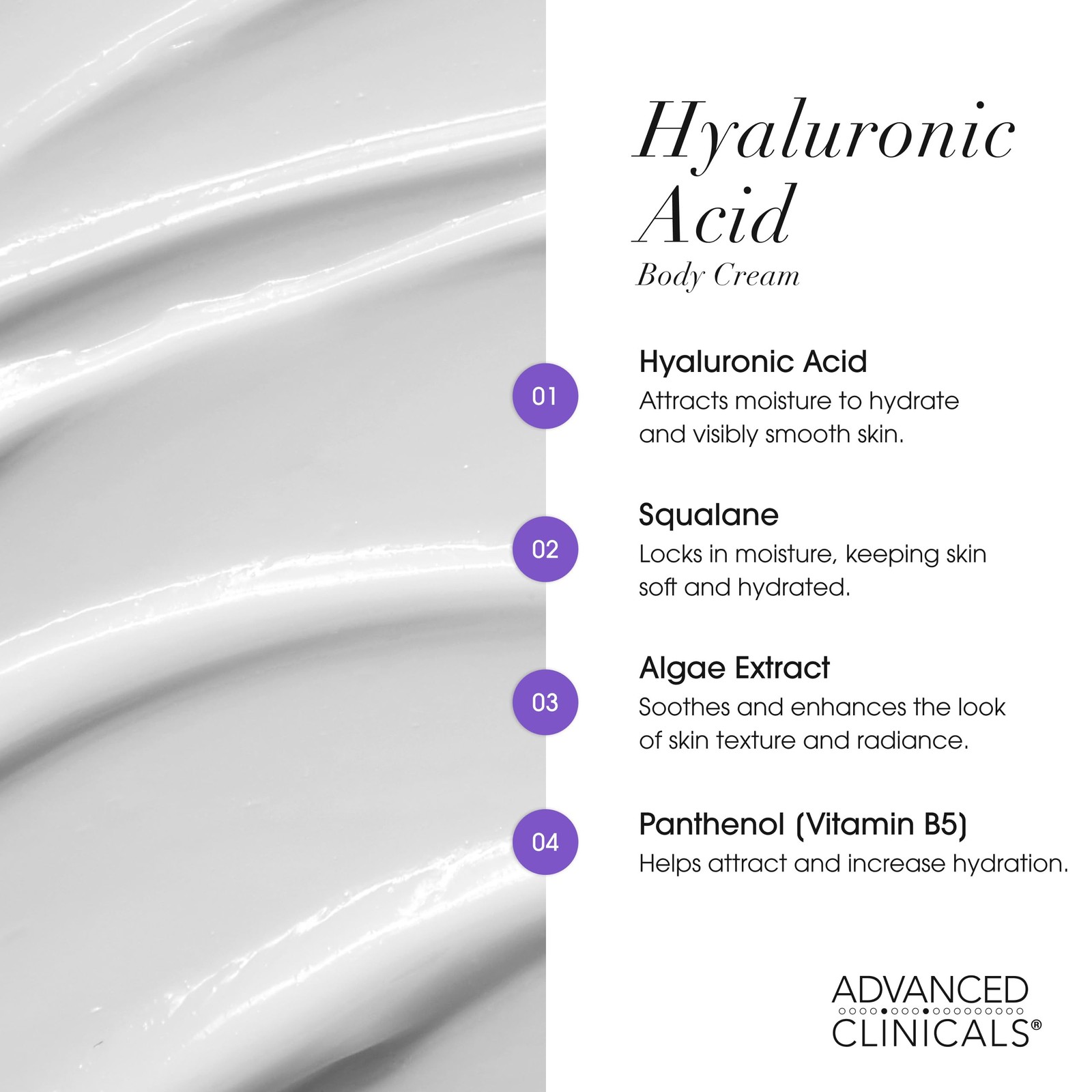Advanced Clinicals Spa Size Hyaluronic Acid Cream for Fast Skin Hydration 16oz
