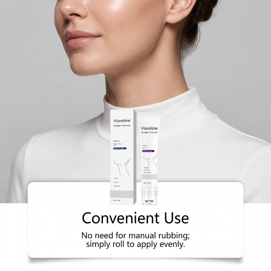 1-3PCS Collagen Fullerene Neck Cream Firming Tightening with Roller 50g ~ 20%OFF