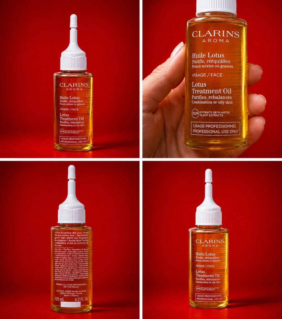 Clarins Lotus Treatment Oil Rebalances Combo Oily Skin Salon Size 4.2 Oz NWOB