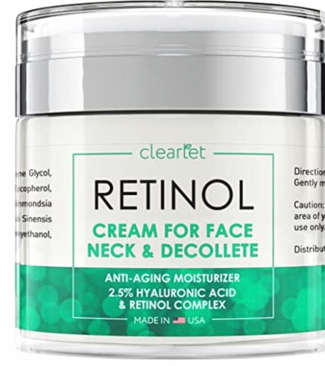 Retinol Cream for Face & Neck Collagen Moisturizer Hyaluronic Acid Women Men USA