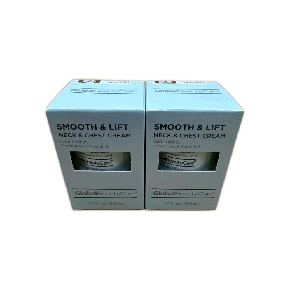 Global Beauty Care Smooth & Lift Neck & Chest Cream 1.7 floz (2) Jars Sealed Box