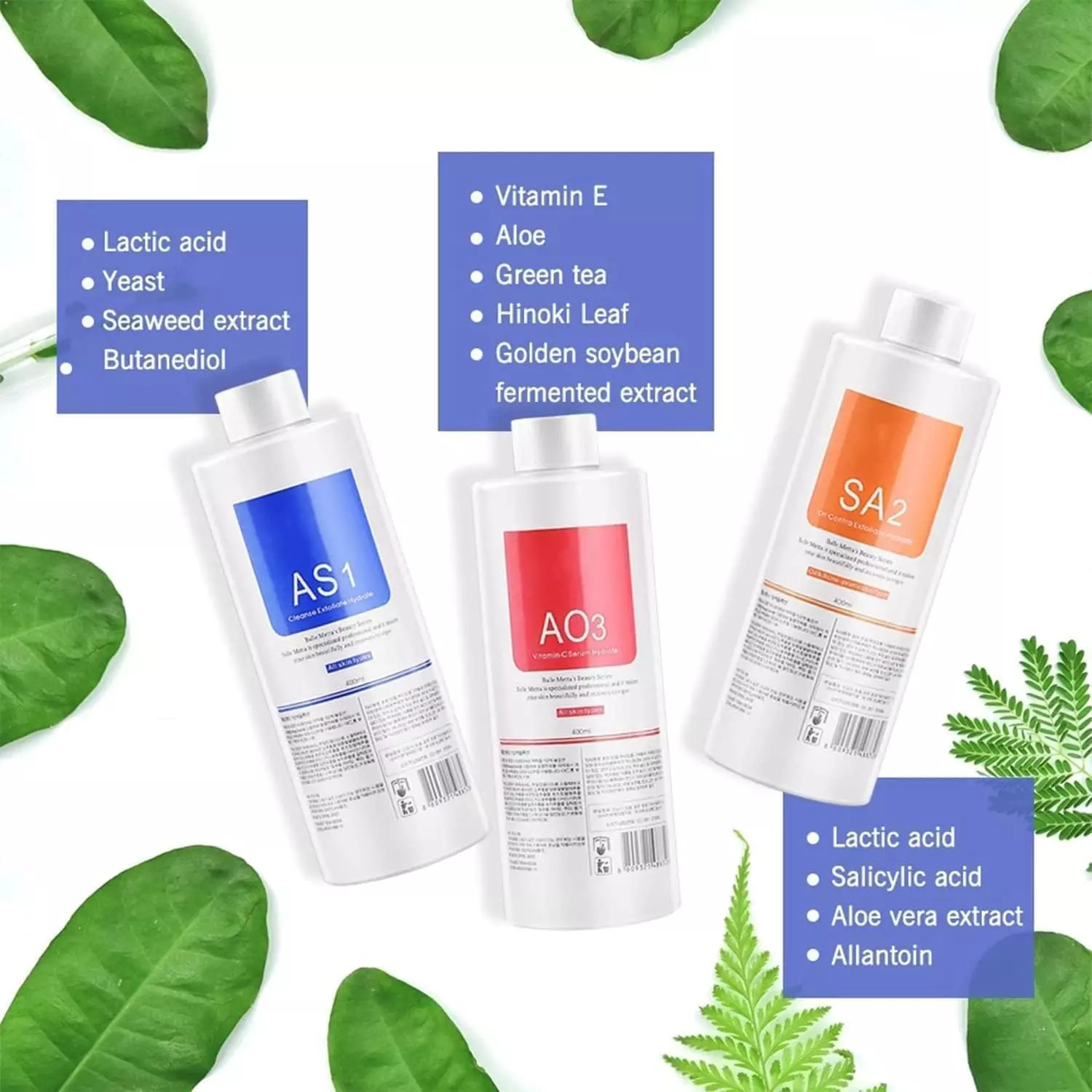 Aqua Peeling Solution AS1 SA2 AO3 Dermabrasion 3*400ML Cleansing Hydra Serum