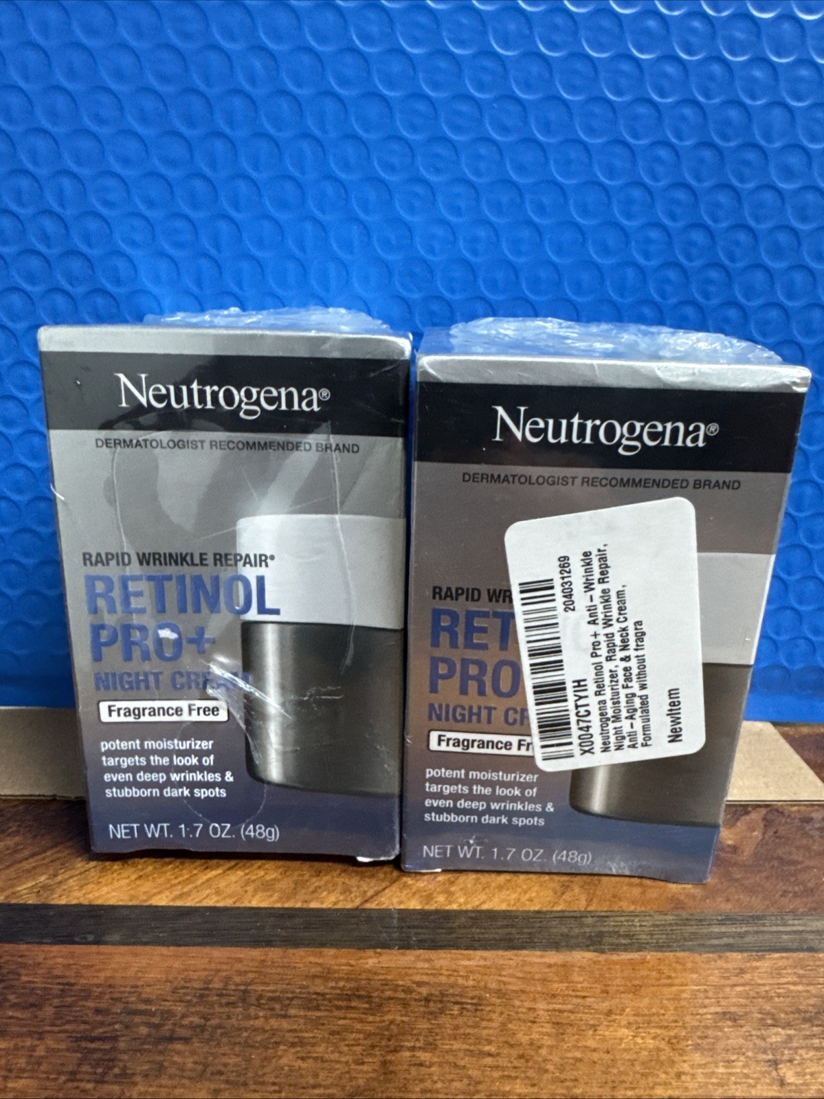 2 Neutrogena Wrinkle Repair Retinol Pro+ .3% Night Cream, Fragrance Free, 1.7 Ea