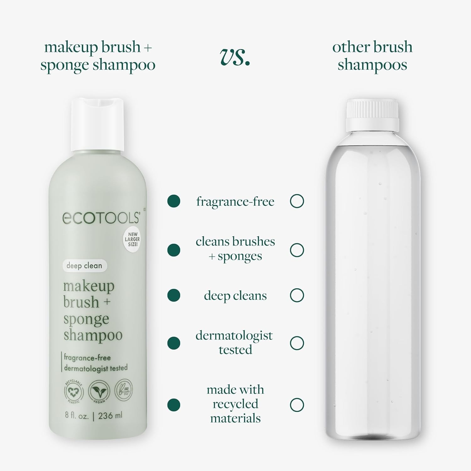 EcoTools Cleanser Shampoo for Makeup Brush/Sponge, Vegan & Cruelty-Free – 6 fl.o