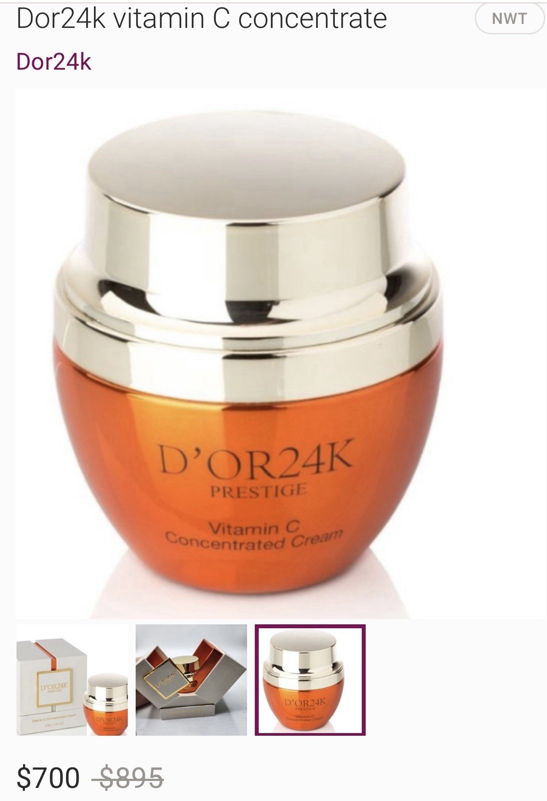 $895. D’OR24K PRESTIGE Vitamin C Concentrated Cream 50ML-1.7FL.OZ Brand New! FS