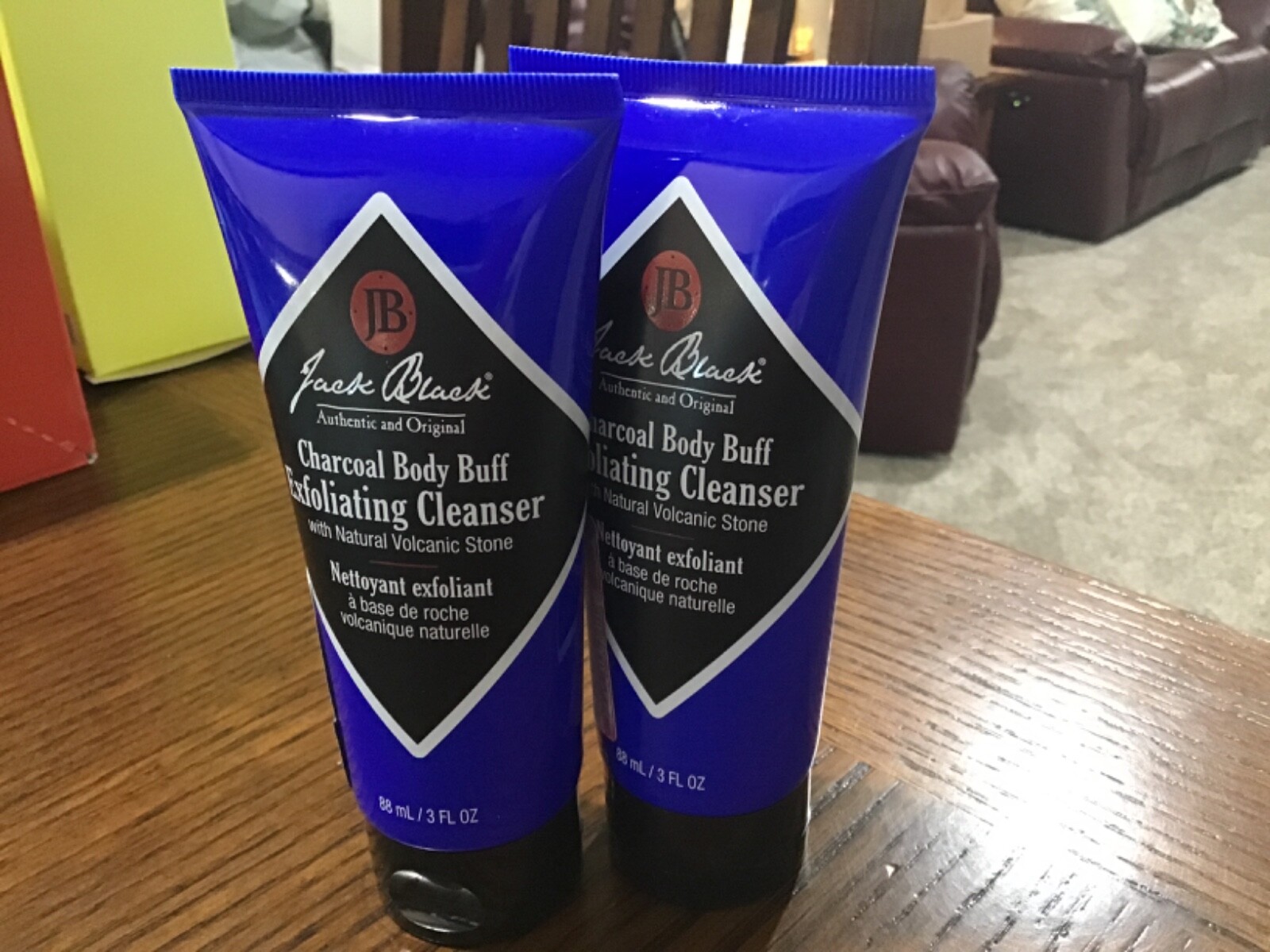 LOT/2 JACK BLACK BODY BUFF EXFOLIATING CLEANSER CHARCOAL BODY BUFF 3 OZ EACH