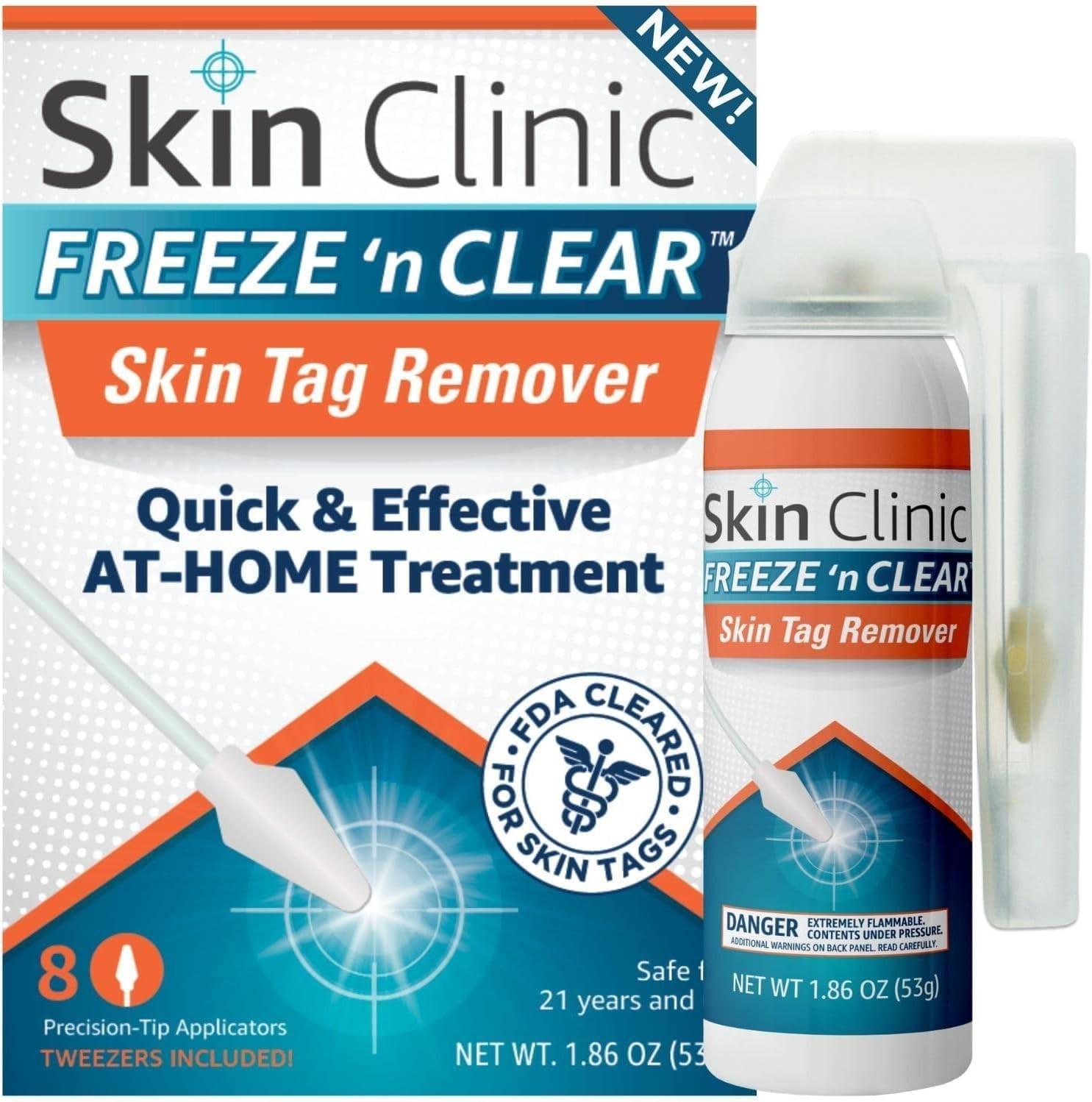 Skin Tag Remover – Cryogenic Kit with 8 Precision-Tip Applicators + Tweezers …