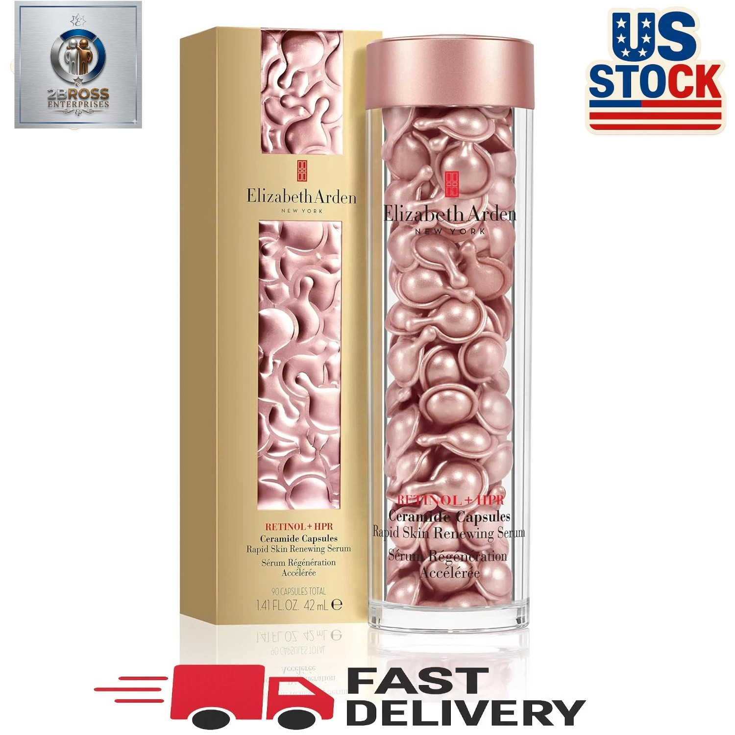ELIZABETH ARDEN Retinol HPR Ceramide Capsules Rapid Skin Renewing (90)Capsules.