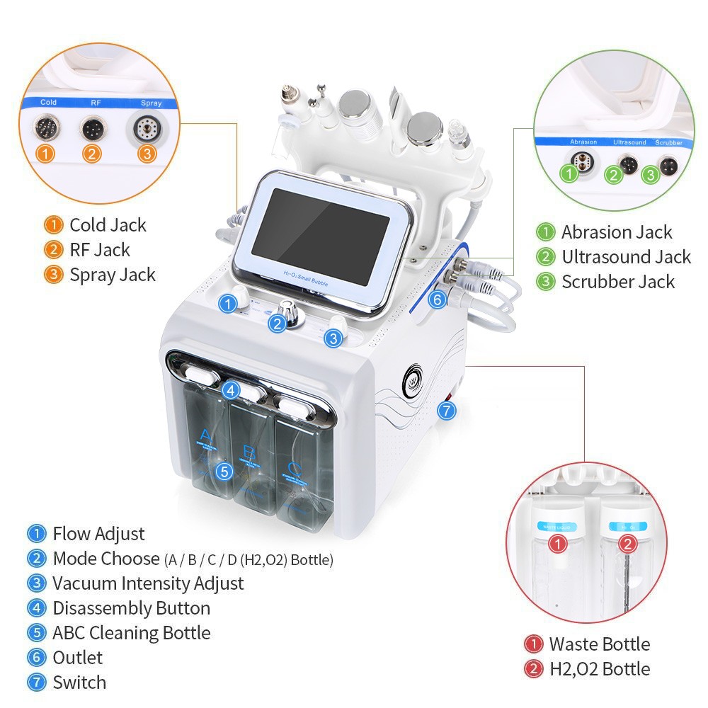 6/7 in 1 Hydrogen Water Facial Cleaner Aqua Peel Dermabrasion Beauty Machine