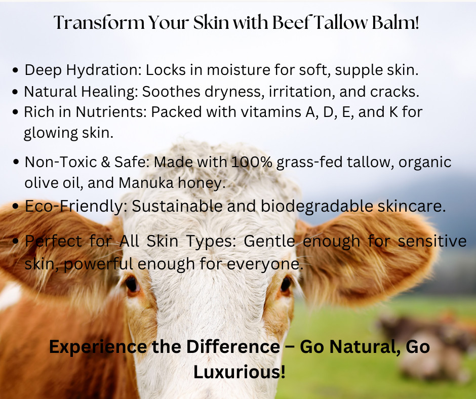 100% Grass-Fed Beef Tallow Balm with Organic Olive Oil Manuka Honey .